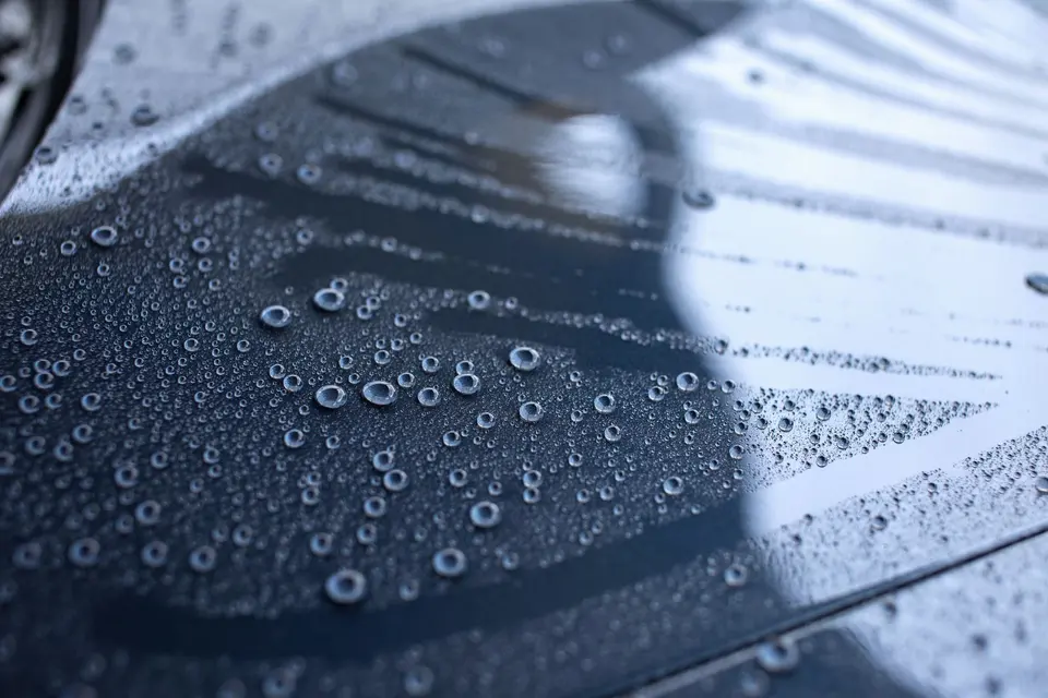 
Water Droplets on a Car Surface