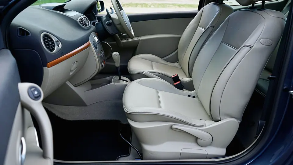 A Car Interior with Gray Seats